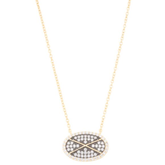 FREIDA ROTHMAN 14kt Gold Plated Criss Cross Oval Pendant Necklace - Picture 1 of 14